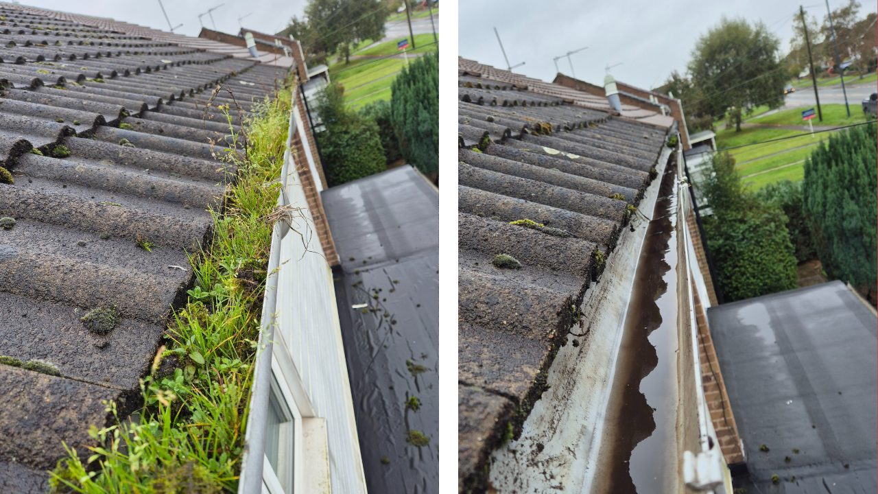 Before and after — full UPVC replacement on a brick corner detached